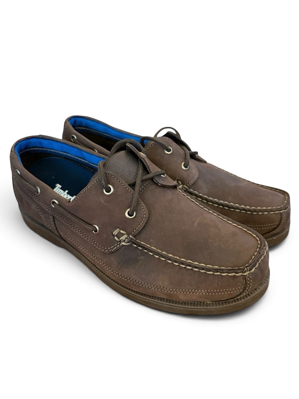 Timberland 2-Eye Boat Shoes Men’s 10.5W Wide Brown Leather Gripstick A1G8C NWOT
